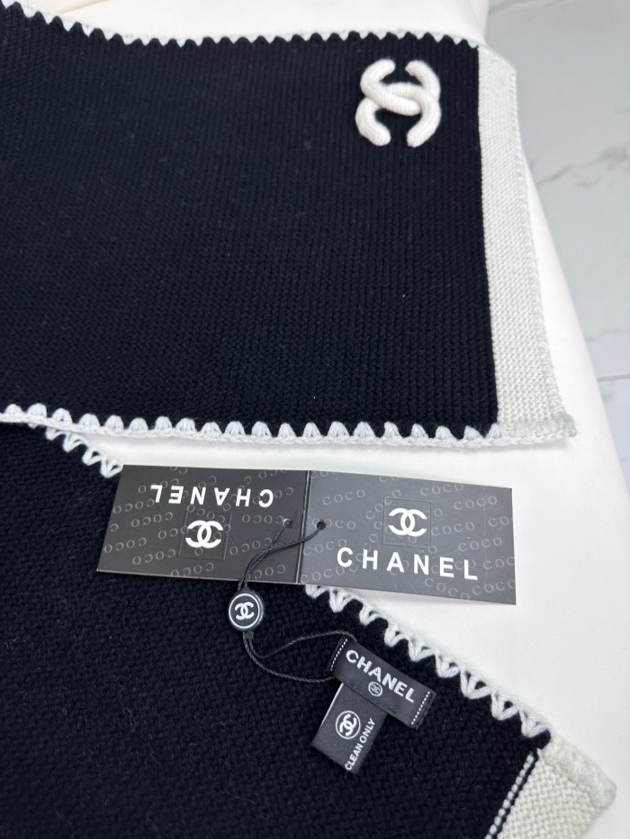 CHANEL Knit Scarves Women's Black