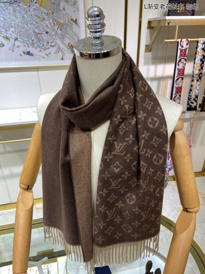 LOUIS VUITTON Monogram Gradient Cashmere Knit Scarves Men's M70258 35*200cm
