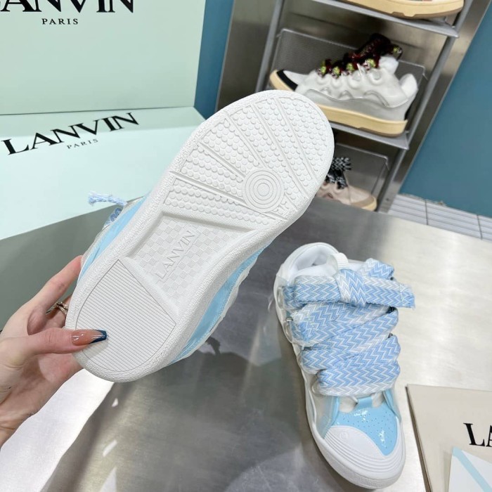Lanvin Leather Curb White Blue (Women's)
