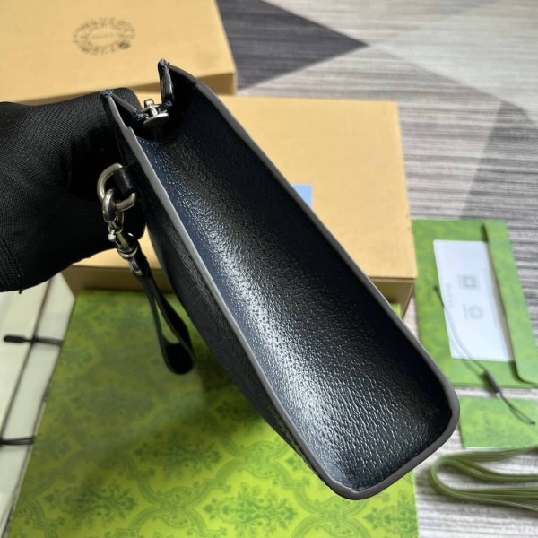 GUCCI Ophidia Canvas With Leather Canvas Bag Clutches Regular Men's Blue/Dark Blue 760243-UULBN-4055 size 26*6*18cm