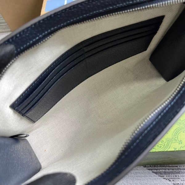 GUCCI Ophidia Canvas With Leather Canvas Bag Clutches Regular Men's Blue/Dark Blue 760243-UULBN-4055 size 26*6*18cm