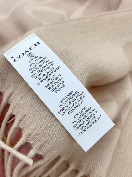Streetwear Scarf COACH 328771 SIZE:195×53cm