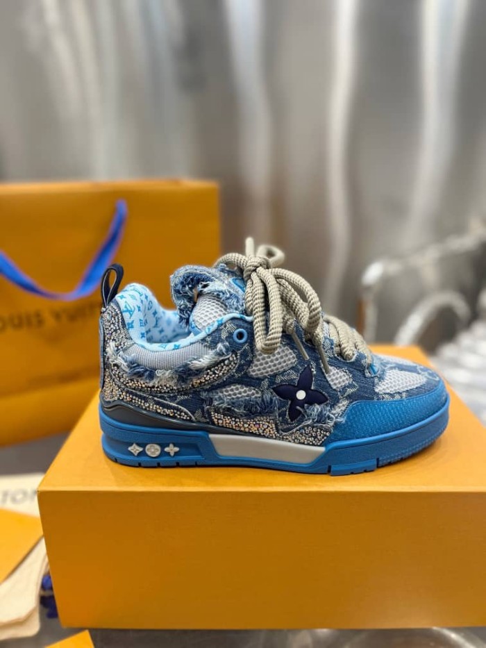Louis Vuitton Skate Trainer Blue Swarovski Monogram