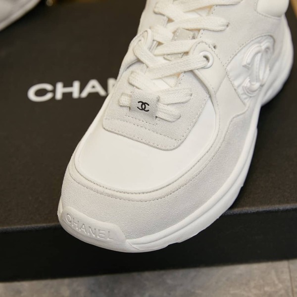 Chanel Low Top Trainer Reflective White Suede