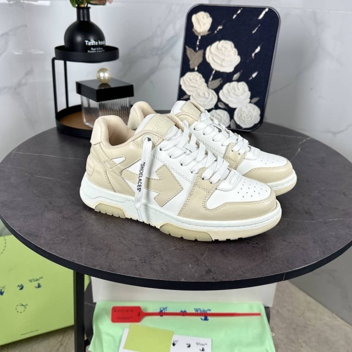 OFF-WHITE Out Of Office OOO Low Tops light beige white