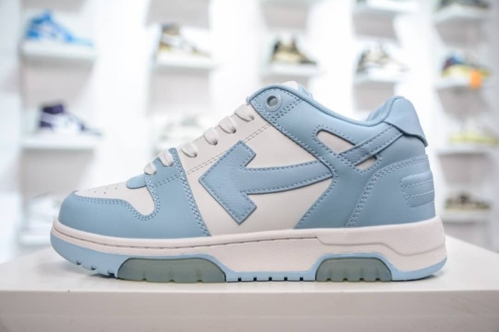 OFF-WHITE OOO Low Out Of Office Calf Leather White Light Blue