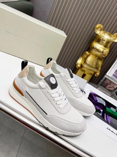 Brunello Cucinelli Men's White Polyester Sneakers