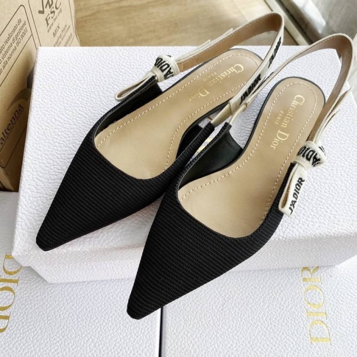 Dior J'Adior Slingback Flat  Black Technical Fabric