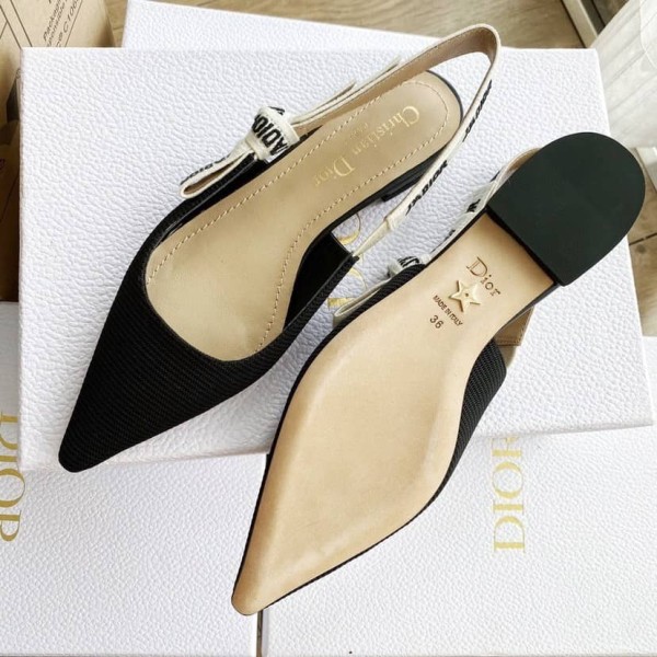 Dior J'Adior Slingback Flat  Black Technical Fabric