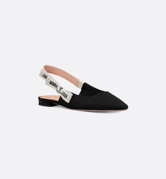 Dior J'Adior Slingback Flat  Black Technical Fabric