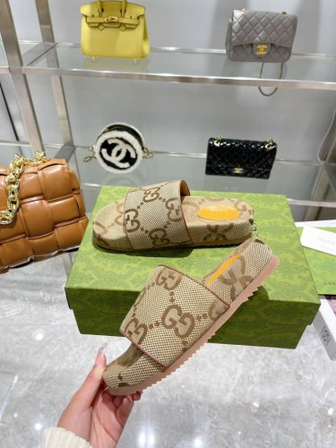 Gucci Gg Canvas Slide Sandal 'Camel Monogram'