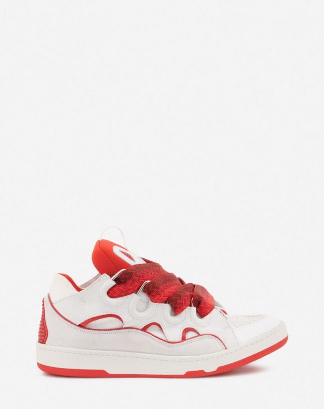Lanvin Leather Curb sneakers White Red