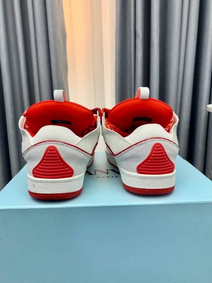 Lanvin Leather Curb sneakers White Red