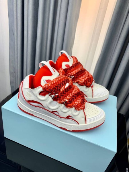 Lanvin Leather Curb sneakers White Red
