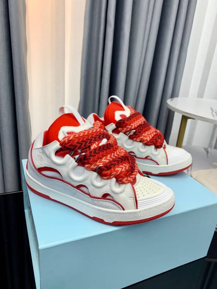 Lanvin Leather Curb sneakers White Red