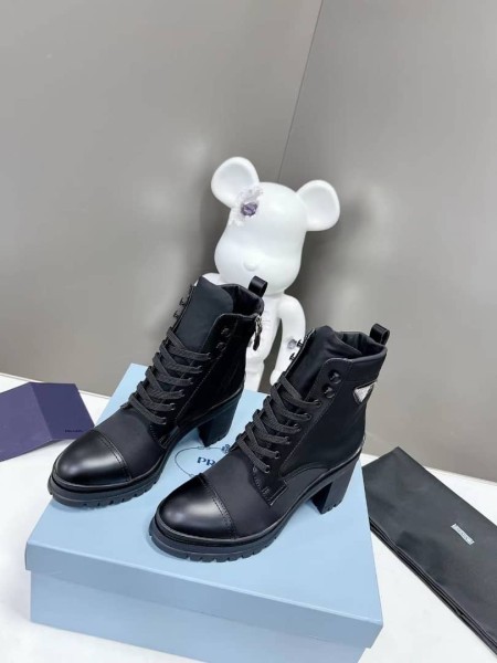 Prada 55mm Laced Booties Black Nylon