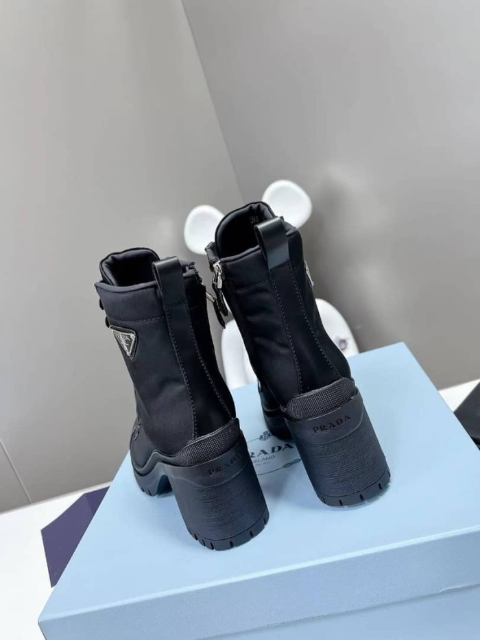 Prada 55mm Laced Booties Black Nylon