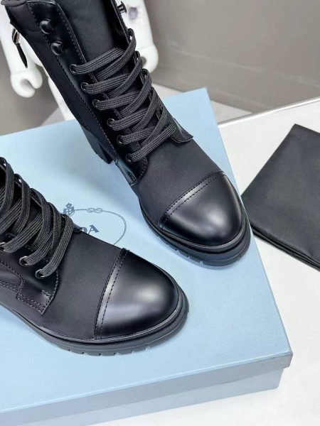 Prada 55mm Laced Booties Black Nylon