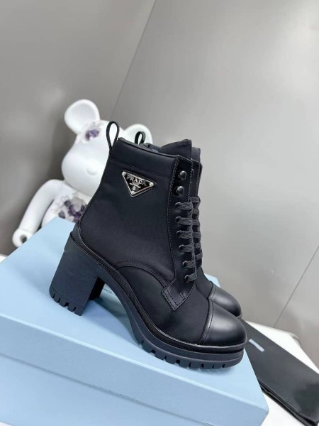 Prada 55mm Laced Booties Black Nylon