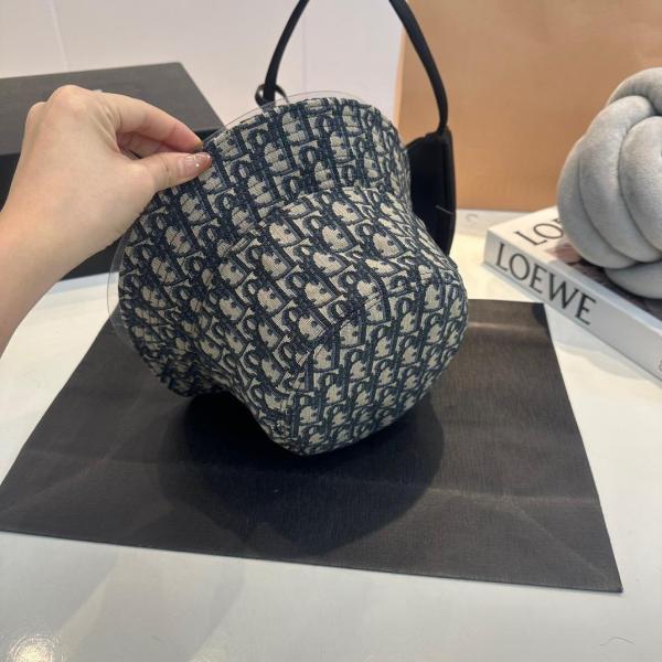 Dior Oblique Bucket Hat  Navy Blue and Beige Blended Cotton Jacquard