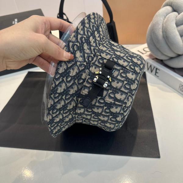 Dior Oblique Bucket Hat  Navy Blue and Beige Blended Cotton Jacquard