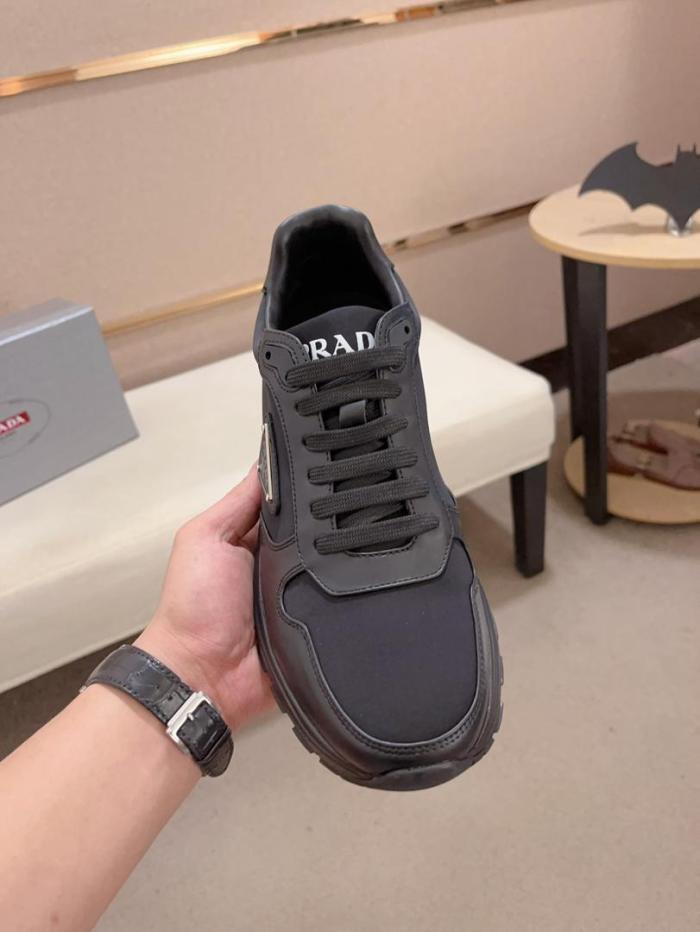 Prada PRAX 01 Sneakers Re-Nylon Brushed Leather Black Black