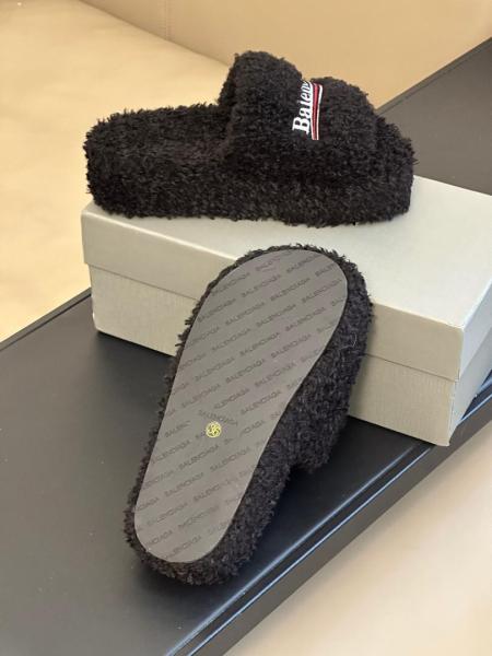 Balenciaga WOMEN'S FURRY PLATFORM SANDAL IN BLACK