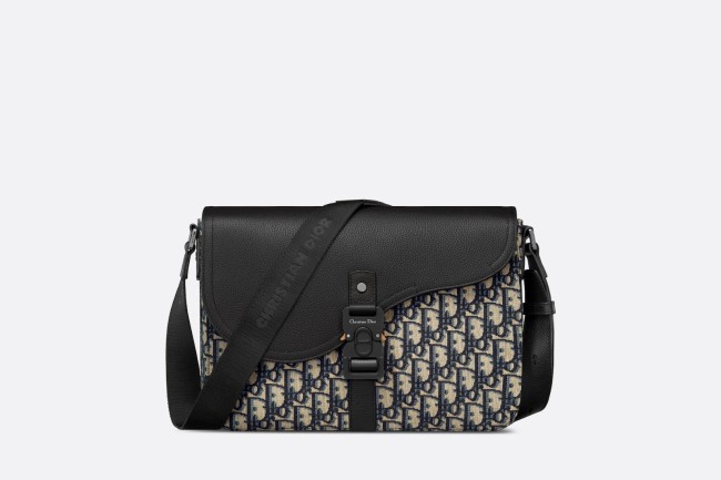 handbags Dior Saddle Messenger Bag Beige and black Dior Oblique jacquard