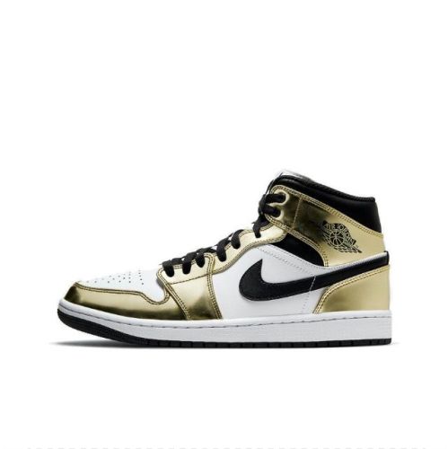 Jordan 1 Mid Metallic Gold Black White