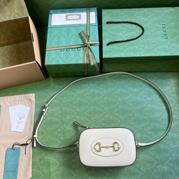 Gucci Horsebit 1955 Small Camera Shoulder Bag White 760196-1AAQD-9022 size 20*13*6cm