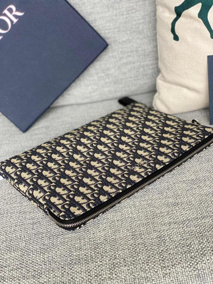 handbags Pouch Beige and black Dior Oblique jacquard 2OBCA251YSE_H05E size 30 x 20 cm