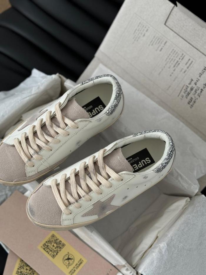 Golden Goose All Super-Star Women's Super-Star with gray star and silver glitter heel tab GWF00102.F004712.10273