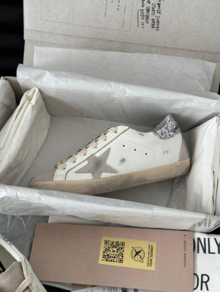 Golden Goose All Super-Star Women's Super-Star with gray star and silver glitter heel tab GWF00102.F004712.10273