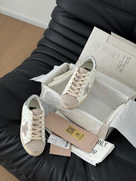 Golden Goose All Super-Star Women's Super-Star with gray star and silver glitter heel tab GWF00102.F004712.10273