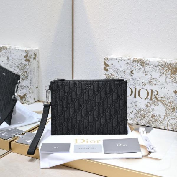 Handbags Pouch Black Dior Oblique jacquard 2OBCA251YSE_H03E size 30 x 20 cm