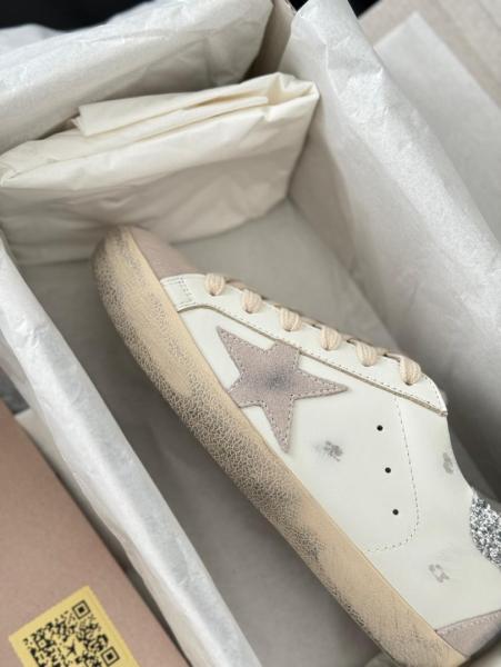 Golden Goose All Super-Star Women's Super-Star with gray star and silver glitter heel tab GWF00102.F004712.10273