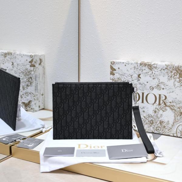 Handbags Pouch Black Dior Oblique jacquard 2OBCA251YSE_H03E size 30 x 20 cm