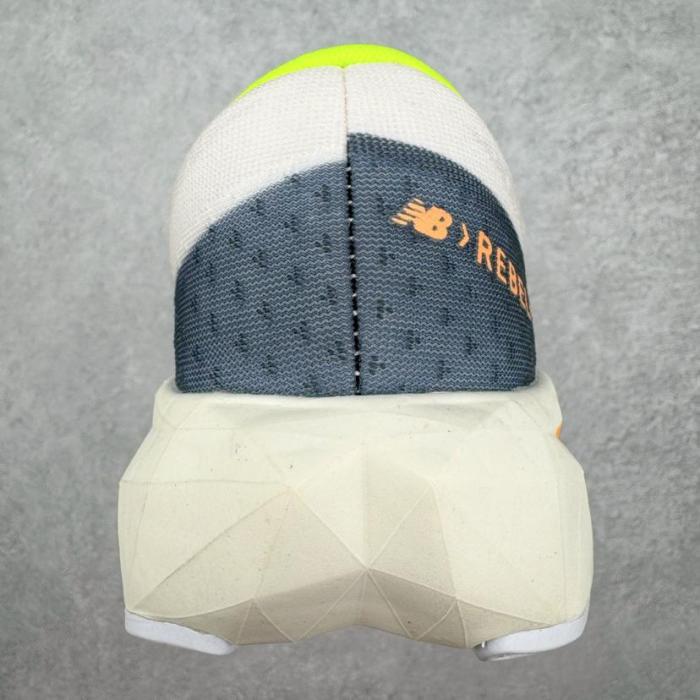 New Balance FuelCell Rebel v4 White with bleached lime glo and hot mango WFCXLA4