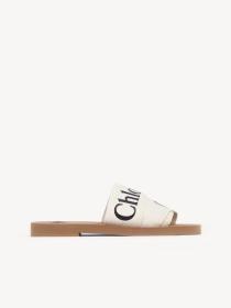 Chloé WOODY FLAT MULE White CHC22U188Z3101