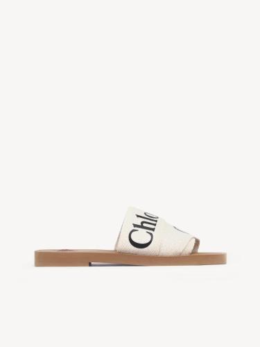 Chloé WOODY FLAT MULE White CHC22U188Z3101
