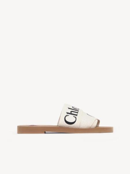 Chloé WOODY FLAT MULE White CHC22U188Z3101