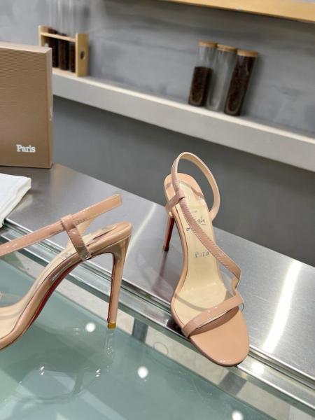 Christian Louboutin Rosalie 100 mm Sandals - Leather and PVC - Blush - Women 3210190PK1A