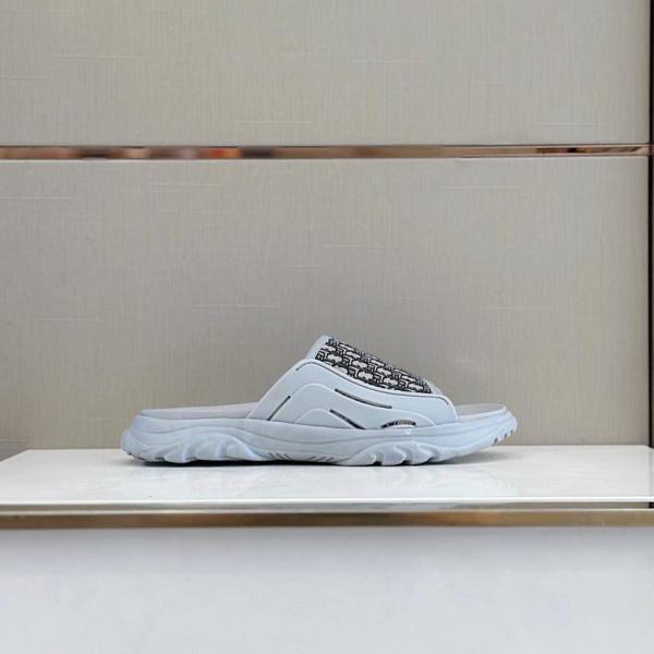 Dior H-Town Sandal  Gray Rubber with Beige and Black Dior Oblique Jacquard