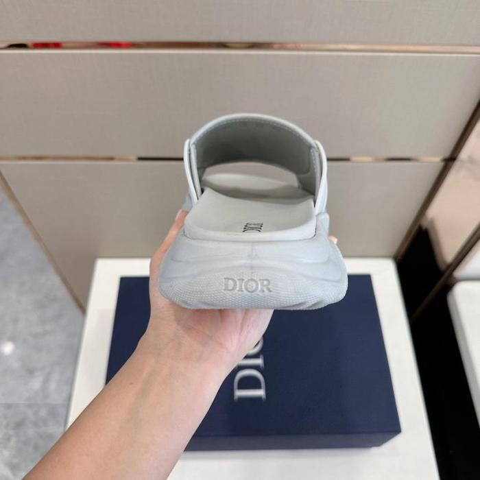 Dior H-Town Sandal  Gray Rubber with Beige and Black Dior Oblique Jacquard