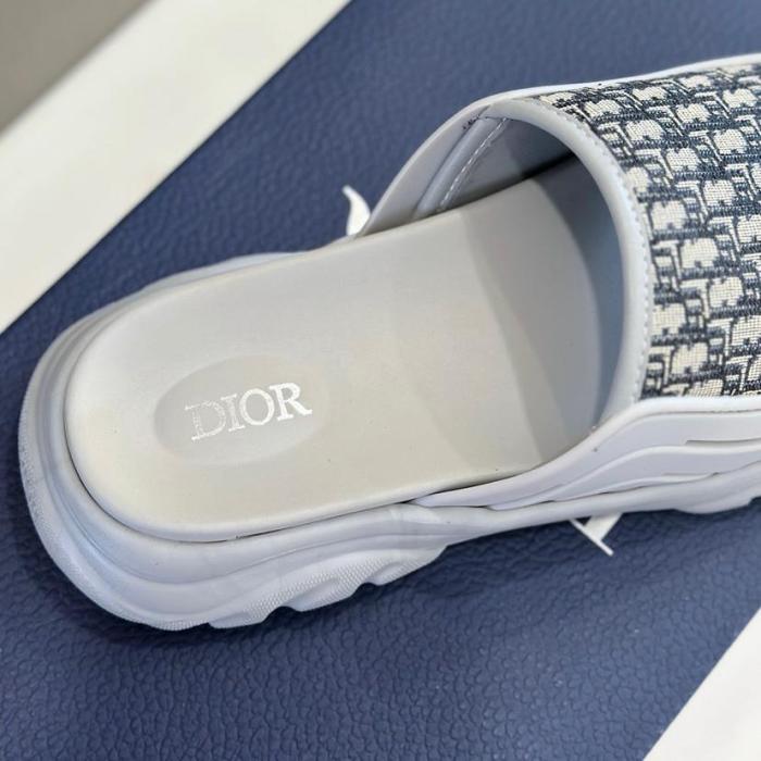 Dior H-Town Sandal  Gray Rubber with Beige and Black Dior Oblique Jacquard