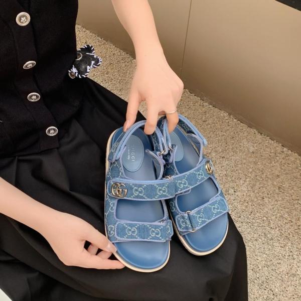 Gucci Wmns Gg Sandal 'Light Blue Denim' Women's