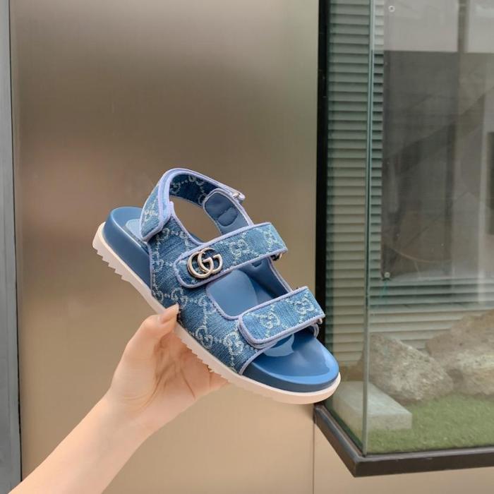Gucci Wmns Gg Sandal 'Light Blue Denim' Women's