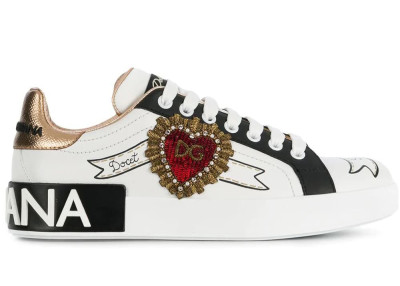 Dolce & Gabbana Portofino Embroidered White Heart