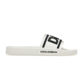 Dolce & Gabbana Beachwear Sliders DG Logo White Black