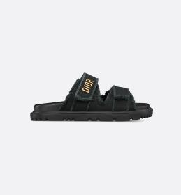 Dior Dioract Slide  Black Fringed Cotton Canvas KCO001CVA_S900